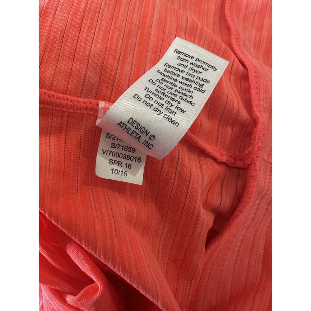 Athleta Shadow Stripe Energize Tank Top Built-In-Bra Neon Orange Size Small - Picture 10 of 11